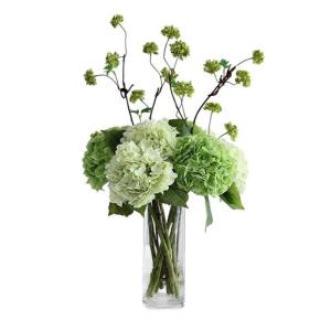Kunstblumen Künstliche Blumen für den Innenbereich, Hortensien-Set, dekorative Kunstpflanze mit Glasvase, Seidenblumen-Arrangement, Simulation von Bonsai für jeden Anlass