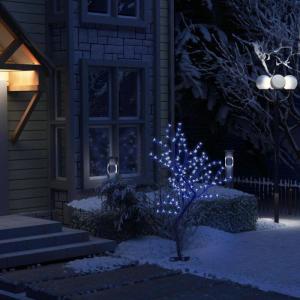 LED Weihnachtsbaum Lichterbaum Weihnachten Christbaum für Außenbereich geeignet 128 LEDs Blaues Licht Kirschblüten 120 cm