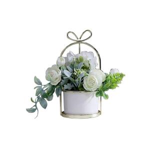 Kunstblumen Künstliche Blumen mit Keramikvase, künstliche Blumenarrangements, Tischdekoration, Blumenaufsätze, Pflanzenstrauß für das Wohnzimmer für jeden Anlass