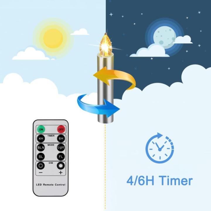20 LED Kaarsen Zilver Kerstkaarsen Draadloos, Kerstboomkaarsen met Afstandsbediening Timer Flikkeren Warmwit Kerstverlichting voor buiten Waterdicht Kerstdecoratie（met 20 batteri
