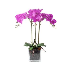 Kunstblumen Künstliche Pflanzen, Phalaenopsis-Orchideen-Blumenarrangement in Vase, realistische Orchideen-Blumenpräsentation im Topf für Zuhause für jeden Anlass