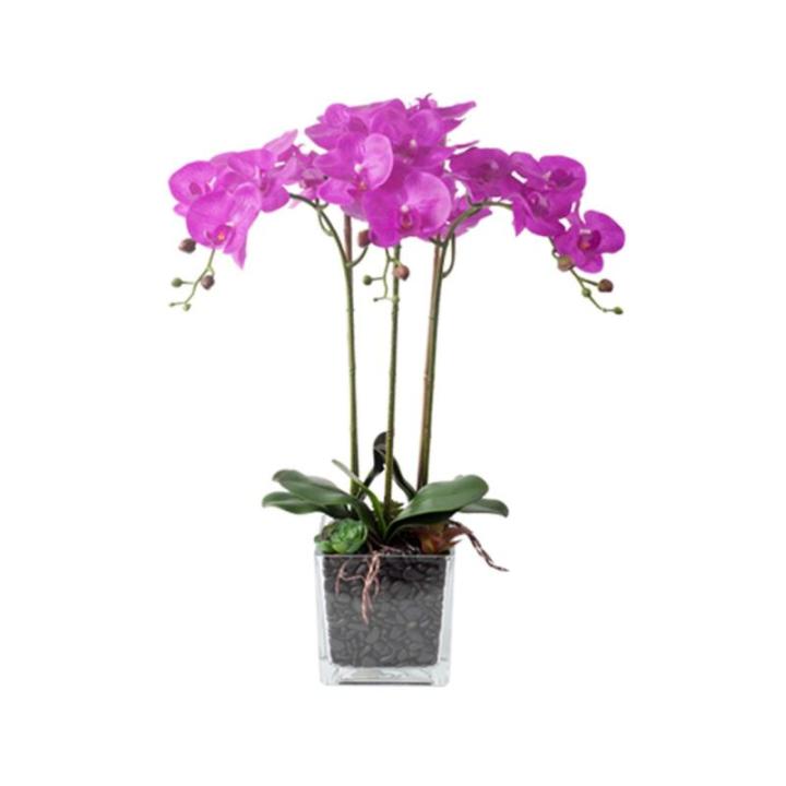 Kunstblumen Künstliche Pflanzen, Phalaenopsis-Orchideen-Blumenarrangement in Vase, realistische Orchideen-Blumenpräsentation im Topf für Zuhause für jeden Anlass