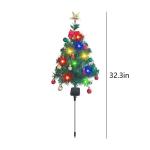 Kunstkerstboom met lichtketting, voor buiten, op zonne-energie, 85 cm, led-kerstboom met 14 kerstballen, kerstdecoratie, outdoor, decoratie op zonne-energie, voor buiten, tuin, kle