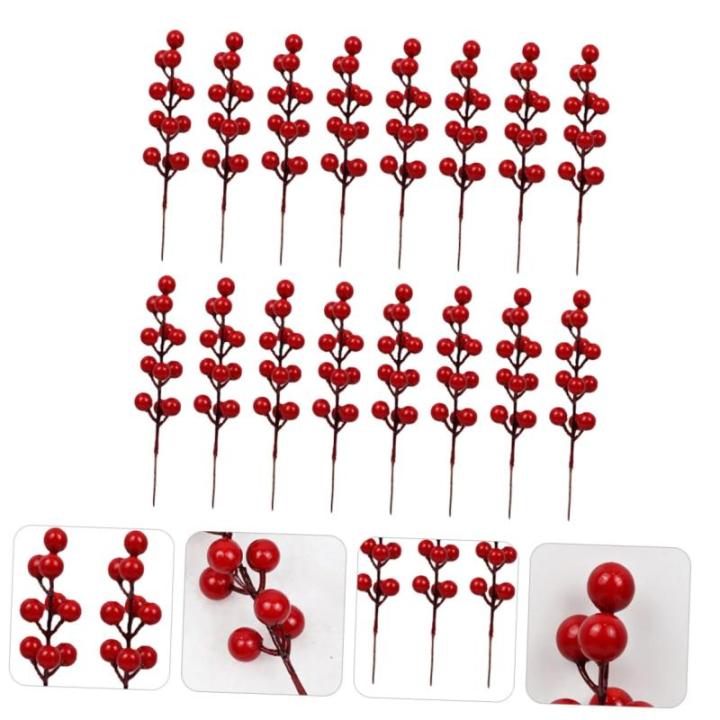 120 STK Simulation rote Fruchtgabel gefälschte Burgunder-Beerenpflücker Kranz Beeren pflücken kunstpflanze künstliche Pflanzen künstlicher Beerenstiel rote Beerenpflücker Pla