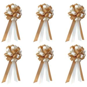 Gold- und Elfenbein -Pull Bows - 8 breit, 6, Hochzeitsbögen, Geburtstag, Partydekoration, Geschenkkorb, Geschenke, Klassenzimmer, Spendenaktion, Bürozielblumen