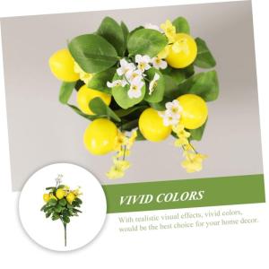 2St Zitronenstrauß künstlicher Zitronenbaum künstlicher Pflanzenstamm Zitronenblumenstrauß Künstlicher Zitronenzweig künstliche Zitrone blumig Künstliche Blumendekoration Sc