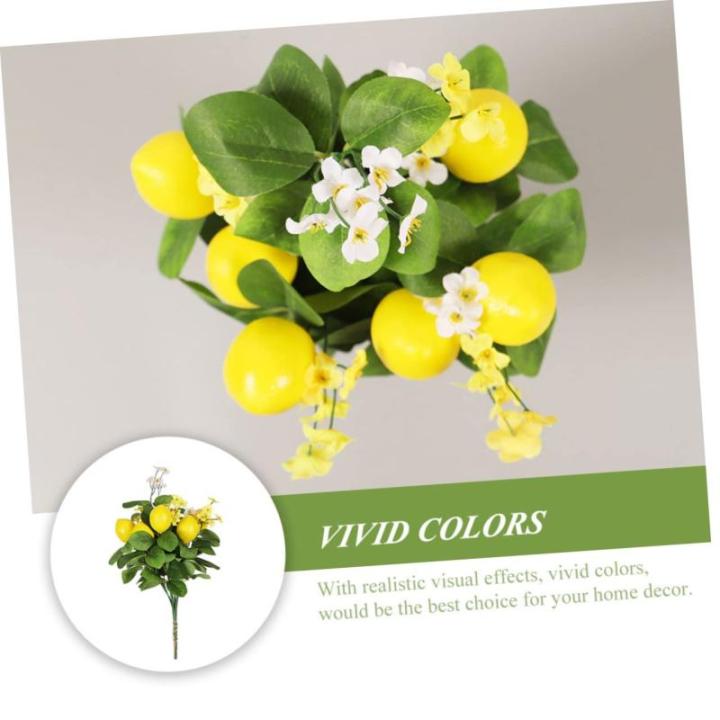 2St Zitronenstrauß künstlicher Zitronenbaum künstlicher Pflanzenstamm Zitronenblumenstrauß Künstlicher Zitronenzweig künstliche Zitrone blumig Künstliche Blumendekoration Sc