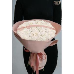 Glitterroos kunstbloemen, 25 stuks kunstrozen, bloemen met stengels, echte touch, kunstschuim, rozen voor bruiloft, boeketten, feest, kantoor, baby, douche, thuis, kerstdecoratie (