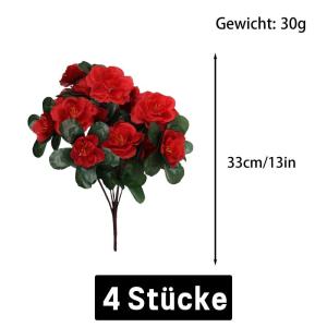 Unechte Blumen 84 Stücke Künstliche Blume Gefälschte Flowers Braut Hochzeit Bouquet für Hausgarten Geburtstag Party Home Wedding Dekor Rot Blühende 0510