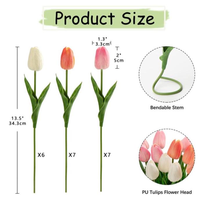 20 stuks tulpen kunstbloemen echte touch latex tulp bloemen decoratie kunstplant lengte 34 cm voor thuis kamer bruiloftsboeket party bloemstuk