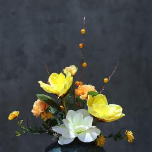 Kunstblumen Schlichter, moderner künstlicher Zen-Blumenstrauß – leichte, luxuriöse Dekoration in Keramikvase, 22 x 57 cm für Wohnzimmer, Veranda für jeden Anlass