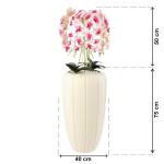 Kunstorchidee, cascade, bloemenboeket, crèmerosa in pot, crème, 125 cm hoog, rubberen bloemen, 5 scheuten, decoratie voor thuiskantoor