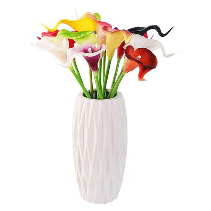 Künstliche Blumen, Künstliche Calla-Lilien-Blume, 10 Stück, fühlt Sich echt an, Seide, Blumen mit langem Stiel, Blumenstrauß, Großdekor(White)