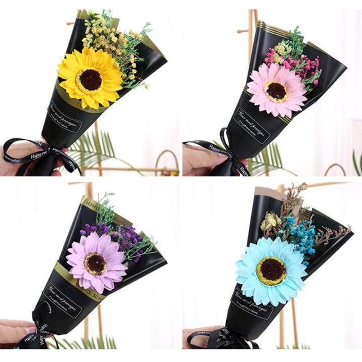Sternenklare getrocknete Blume Rose Sonnenblume Seife künstliche Mini Bouquet Hochzeitsgeschenk