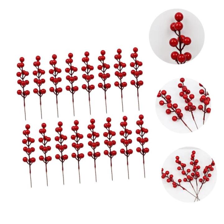60 STK Simulation Rote Fruchtgabel Tannenzapfen-beerenpflücker Künstliche Stechpalmenbeeren Rote Beerenpflücker Weihnachtsstechpalmenbeerzweige Zweig Der Stechpalme Schaum