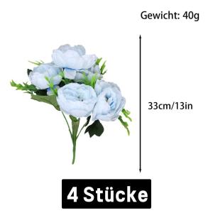 Kunstblumenstrauss Künstlicher Pfingstrosenstrauß Pfingstrosen Kunstblumen mit Knospen für Hochzeit Zuhause Party Büro Tischdekoration DIY Blumenarrangements 0807