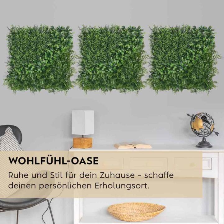 wand, bosgroen, set van 3, elk 50 x 50 cm, groen voor binnen en buiten, uv-bestendig, onderhoudsvriendelijk en duurzaam, verticale tuin voor een feel-good sfeer en