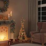 Kerstboom kegelvorm met ballen 80 leds warm wit 120 cm