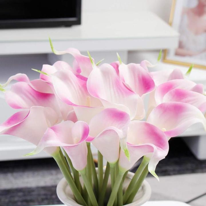 20 stuks kunstmatige Calla lelie, bruid, latex, ware aanraking, familie, decoratie, feest, bruiloft, hotel, decoratie, boeket (paars)