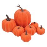 7 stuks kunstpompoenen, kunstpompoenen, Halloween-pompoenen, namaakpompoen voor Halloween-decoratie, festival, boerderij, keukentafel, oranje