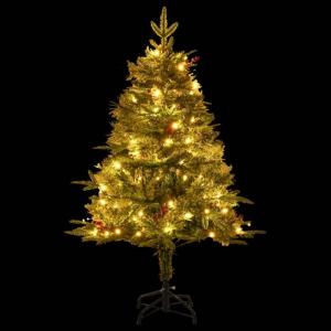 Weihnachtsbaum mit Beleuchtung und Kiefernzapfen Grün 150 cm Christbaum Dekobaum mit Ständer Kunstbaum Tannenbaum Weihnachten Künstlicher Weihnachtsbaum für Weihnachtsdeko