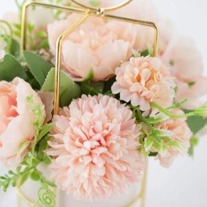 Nep Pioen Zijde Hortensia Bloem met Vaas Bloemdecor Arrangementen voor Bruiloft Decoratie Tafel Centerpieces (Roze met Vaas Set)
