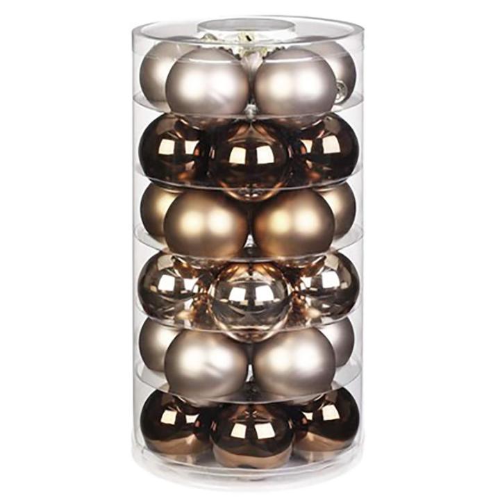 Inge Glazen | Mooie van glas | 30 kegels in blik | kerstboomversiering kerstboomversiering kerstboomballen (elegante loungeset | crème bruin glans/mat)