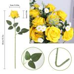 10 stuks gele rozen, kunstzijden bloemen, rozen met stelen, doe-het-zelf, bruiloft, boeket, thuis, kantoor, bruiloftsarrangementen (geel)