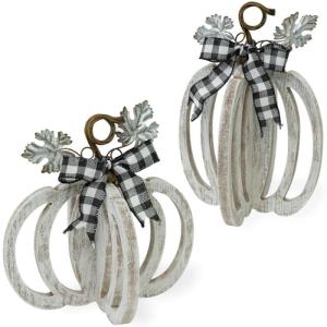 Fall Tischdekoration, Metall, Weiße Kürbisse, Set of 2, 2 Sizes