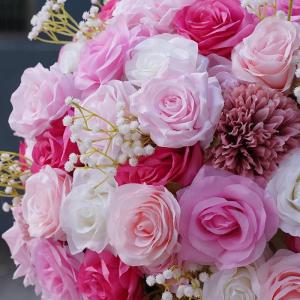 Rosa Rose Babysbreath Blume Ball Centerpiece für Hochzeit Tisch Deko Event Bühne Gang Flool Floral Arrangement Bouquet Supplies (50cm)