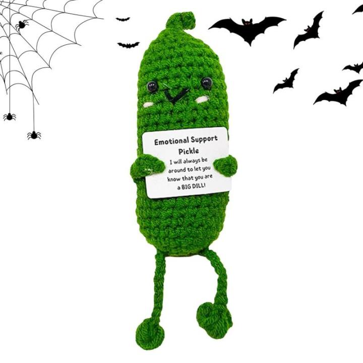 Positive Kartoffel Häkeln, Gehäkelte Positive Gurke,Gehäkelte positive Gurken Spielzeug Emotion Puppen | Kreatives gestricktes Gurkenspielzeug mit positiver Karte für Freunde P