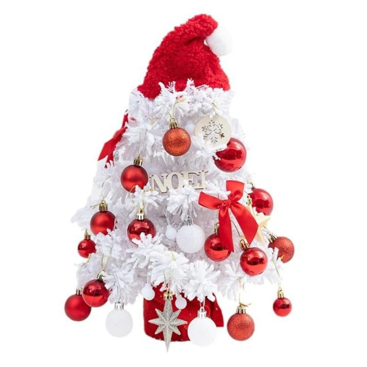 Mini Weihnachtsbaum 40CM Klein Tannenbaum mit Beleuchtung, Tischdeko Christbaum mit LED Lichterkette und Weihnachtskugel, Künstliche Weihnachtsbäume Geschmückt für Weihnachten 