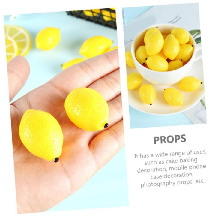 24 STK Mini-Zitronenimitat Simulationszitronen Dekor Mini-Spielzeug Lebensechte Mini-Zitrone Miniaturen künstliche Zitronen bastelzeug Foto-Requisiten Miniatur-Zitrone PVC Yellow