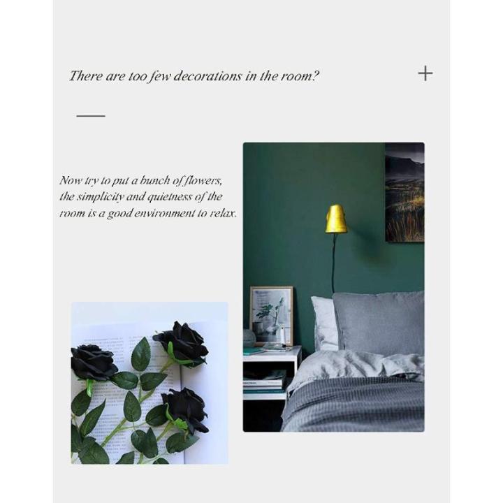 12 stuks Kunstmatige Rozen, 53cm Kunstrozen Enkele Lange Steel , Realistische voor Bruiloftsboeket, Thuis Tuin Woonkamer Hotel Kantoor Decoratie (Zwarte)