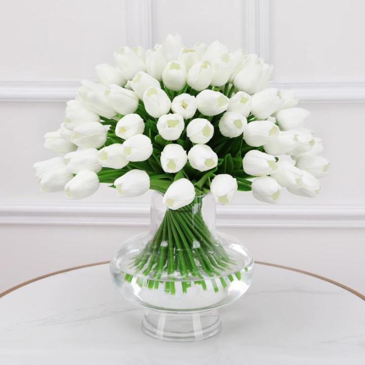 Kunsttulpen van latex, 12 stuks, neptulpen, voor thuis, kantoor, bruiloft, decoratie, wit
