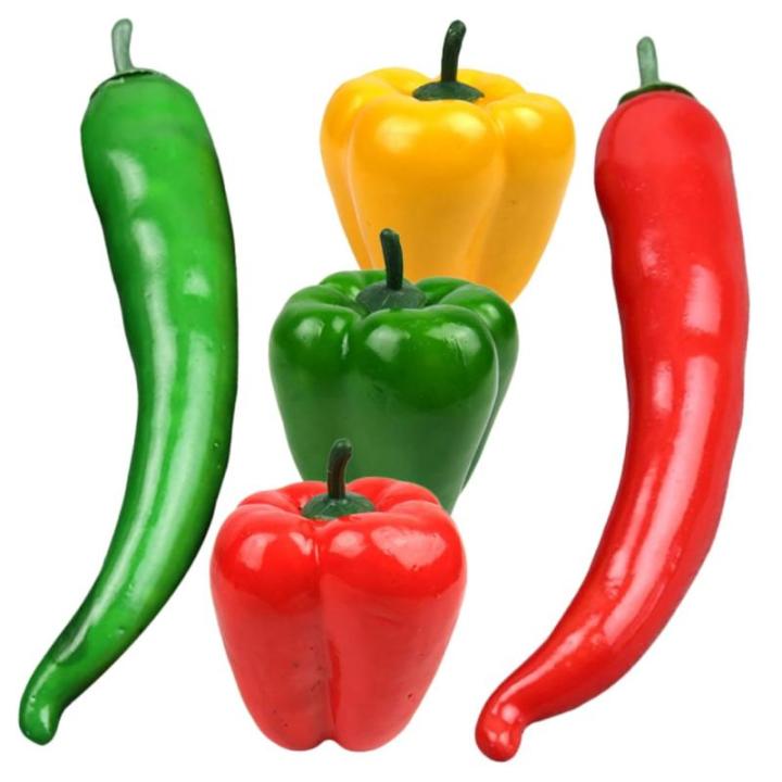 3 Sätze Simulationsmodell Paprika Künstliches Gemüse Foto-Requisite Pfeffer Modell Dekoration Food-Modell-Requisite Gefälschter Gemüsepfeffer Falscher Chili Poly-Drache 5 Stü