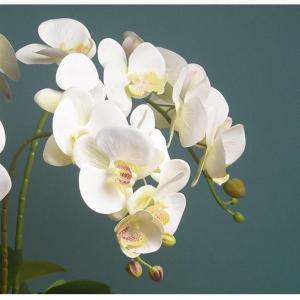 Kunstblumen Künstliche Orchideen-Fälschungspflanzen für den Innenbereich, künstliche Blumenarrangements mit Porzellanvase, Seidenorchideen-Blumen-Mittelstücken für jeden Anla