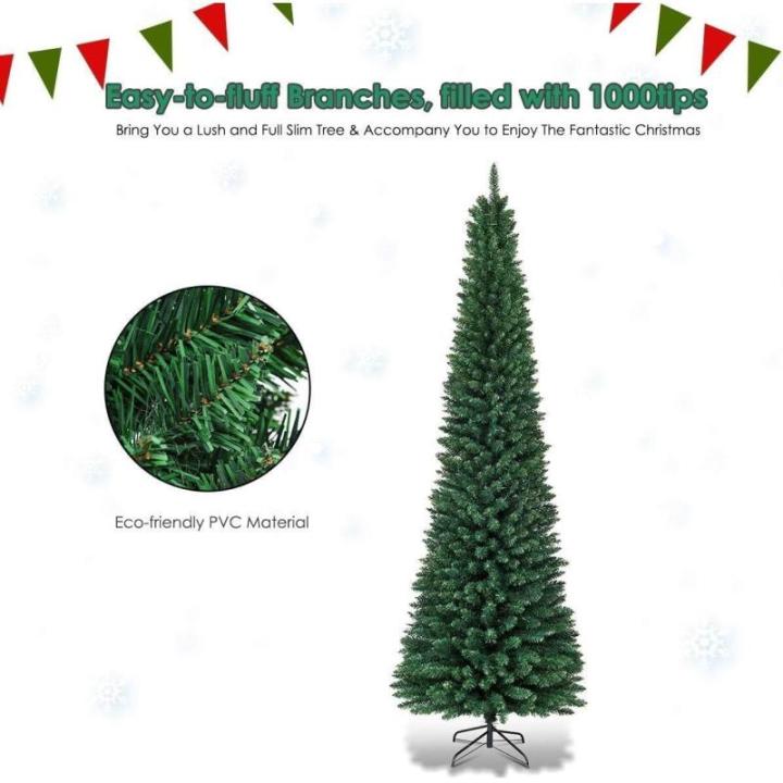 Weihnachtsbaum künstlicher Baum, Grüner Bleistift Schlanker Weihnachtsbaum(8FT/2.4M)