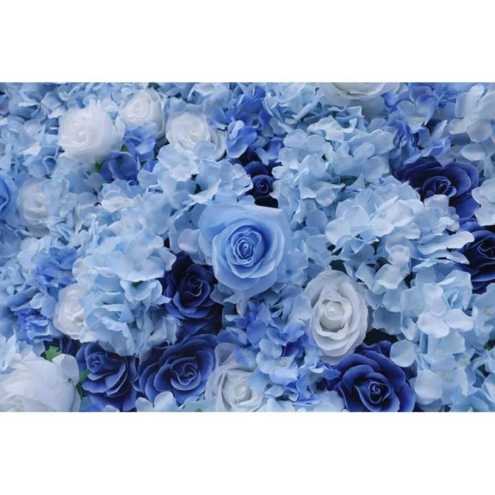 Blaue Und Weiße Blumenwandplatte, Künstliche Blumenwand, Wandblumen-Seidenrose, Blumenwandplatte, Verwendet Für Hochzeit, Gartenwand, Party, Kirchenwand, Bühnenhintergrund(2.4M