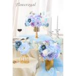 Kunstbloemen combo paarse bloemen mix zijden bloemen dahlia rozen met stelen voor bruiloft, bruidsboeketten, tafeldecoratie, babyshower, bloemstuk, woondecoraties