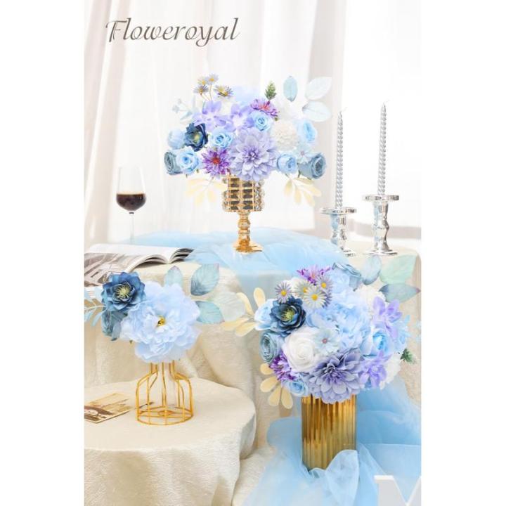 Kunstbloemen combo paarse bloemen mix zijden bloemen dahlia rozen met stelen voor bruiloft, bruidsboeketten, tafeldecoratie, babyshower, bloemstuk, woondecoraties