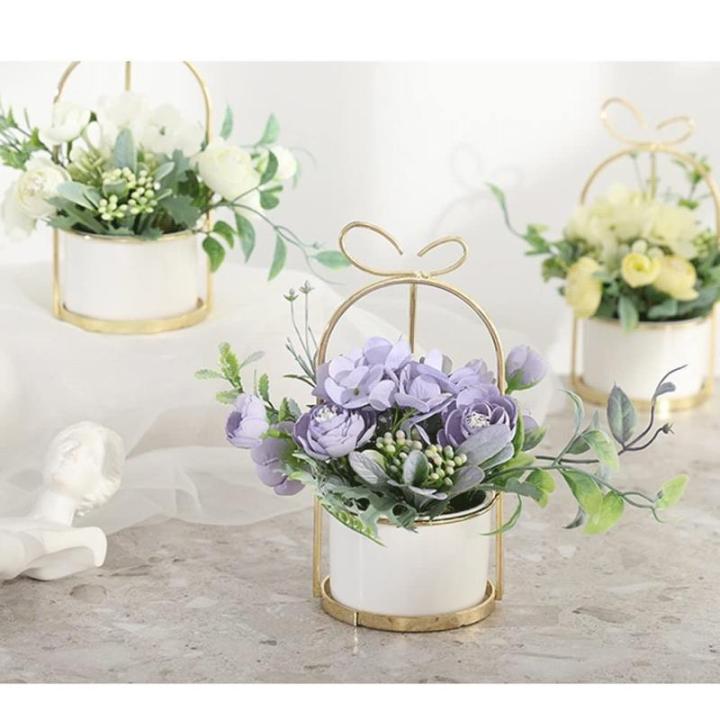 Kunstblumen Künstliche Blumen, Hortensie, Chrysantheme, Kunstblumen, Dekor, Keramik-Pflanztopf, Tischplatten-Pflanzgefäß für jeden Anlass