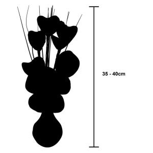 Vaas met nylon bloem, 32 cm, rood/zwart