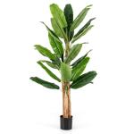 Bananenboom, kunstplant, kunstplant, banaan, 195 cm, grote kunstplant, bananenplant met 27 bladeren, kunstplant, plastic plant, decoratieve plant voor woonkamer, slaapkamer, kantoo