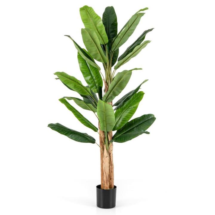 Bananenboom, kunstplant, kunstplant, banaan, 195 cm, grote kunstplant, bananenplant met 27 bladeren, kunstplant, plastic plant, decoratieve plant voor woonkamer, slaapkamer, kantoo