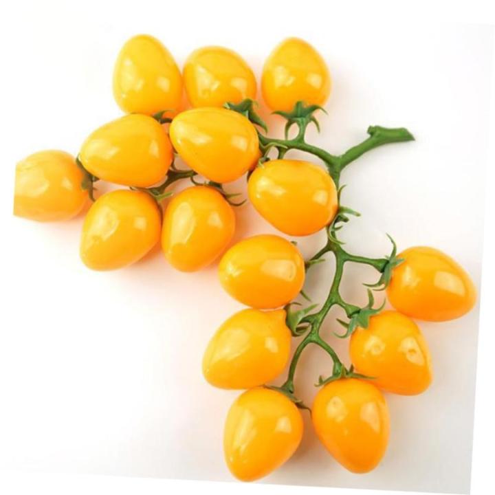 3st Simulierte Kleine Tomaten Gefälschte Kirschtomaten Schmücken Cherry-Tomaten-dekor Hausbedarf Dekorative Kirschtomaten Heimdekoration Obstverzierung Für Zu Hause Yellow Schau