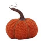 Stoffen pompoen, gebreide pompoen, boerderijdecoratie, rustieke pompoenornament, oogstdankkoen om te versieren als oogstcadeau, 12,7 cm
