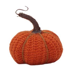 Stoffen pompoen, gebreide pompoen, boerderijdecoratie, rustieke pompoenornament, oogstdankkoen om te versieren als oogstcadeau, 12,7 cm
