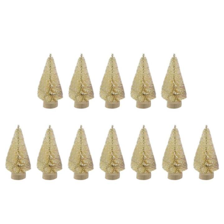 12 Stück Weihnachtsbaum Klein, Weihnachtsbaum Deko Künstlich Klein Bereifte Zeder, Winterschmuck, Tisch Modell Bäume, Kleine Sisalbäume Für Weiße Weihnachts Dekoration