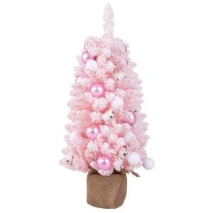 90 cm Mini künstlicher Weihnachtsbaum, Tannenbaum klein mit Schnee & Zementbasis, Chirstbaum mit 136 Spitzen, 12 Wattekugeln & 24 Weihnachtskugeln, Kunstbaum Dekobaum für Zuhause